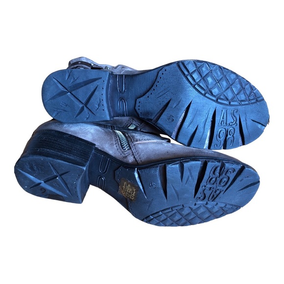 A.S.98 Chilly BOHO Moto Boot Distressed Leather Stacked Heel Size 40 EUC!!! - Picture 4 of 14